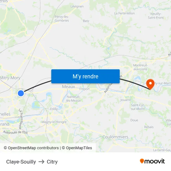 Claye-Souilly to Citry map