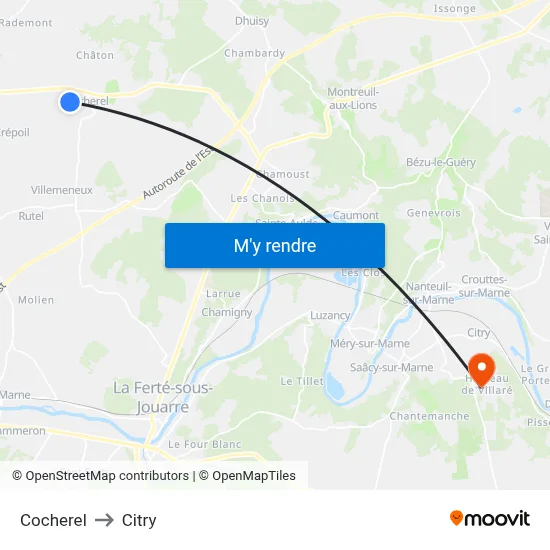 Cocherel to Citry map