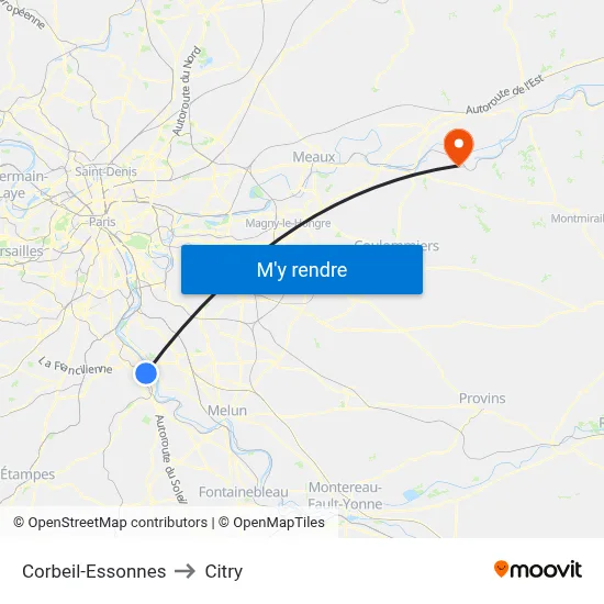 Corbeil-Essonnes to Citry map