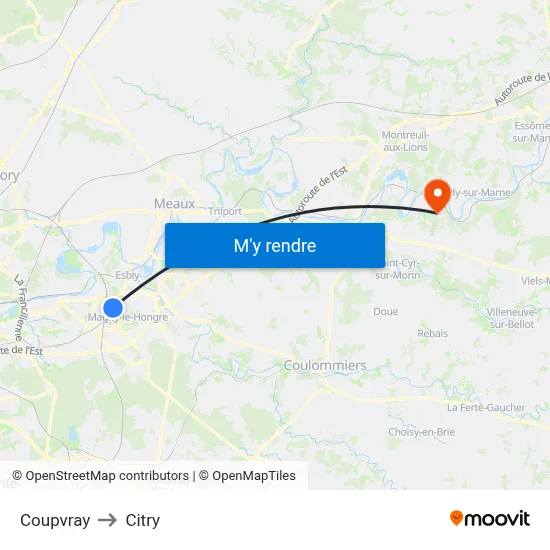 Coupvray to Citry map