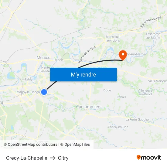Crecy-La-Chapelle to Citry map