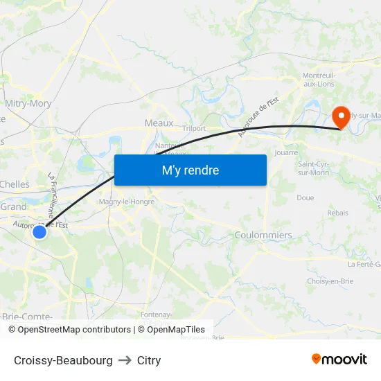 Croissy-Beaubourg to Citry map