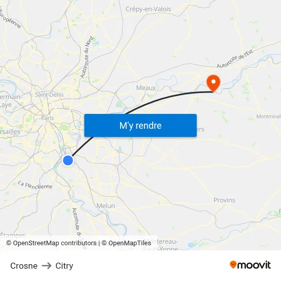 Crosne to Citry map