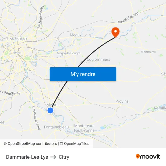 Dammarie-Les-Lys to Citry map