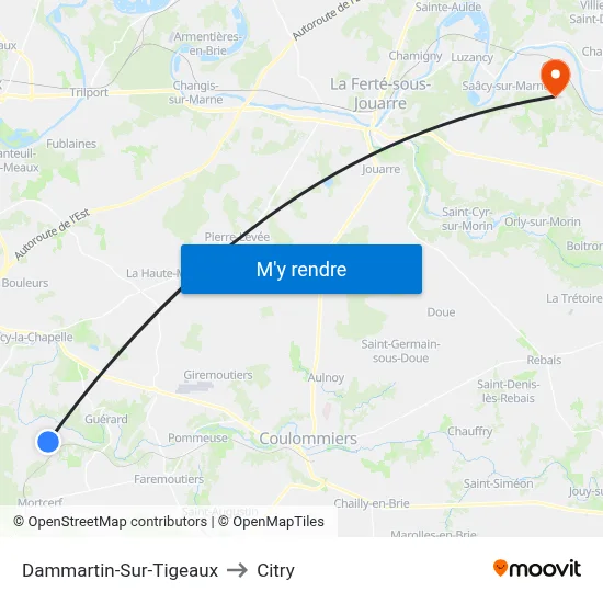 Dammartin-Sur-Tigeaux to Citry map