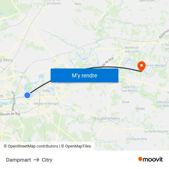 Dampmart to Citry map