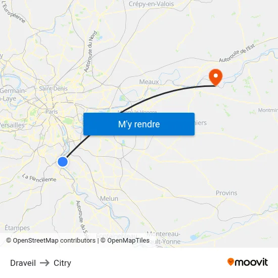 Draveil to Citry map