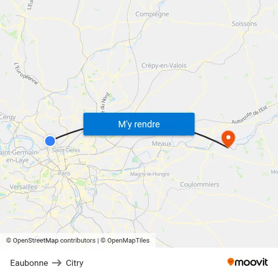 Eaubonne to Citry map