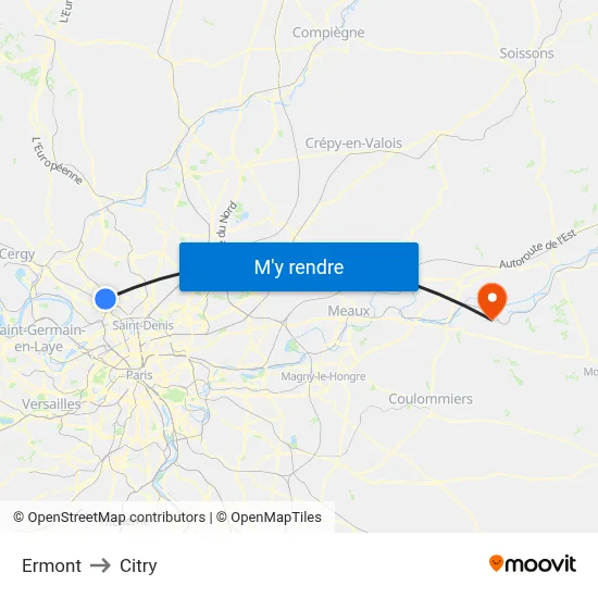 Ermont to Citry map