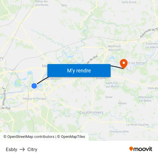 Esbly to Citry map
