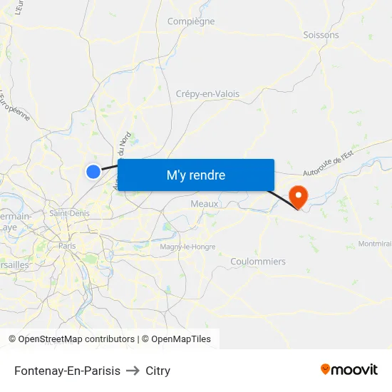 Fontenay-En-Parisis to Citry map