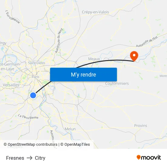 Fresnes to Citry map
