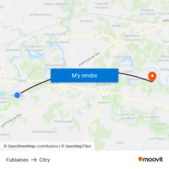 Fublaines to Citry map