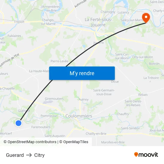 Guerard to Citry map