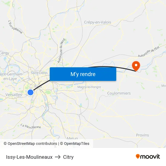 Issy-Les-Moulineaux to Citry map