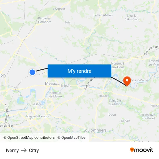 Iverny to Citry map