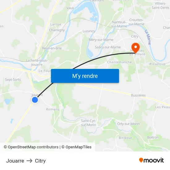 Jouarre to Citry map