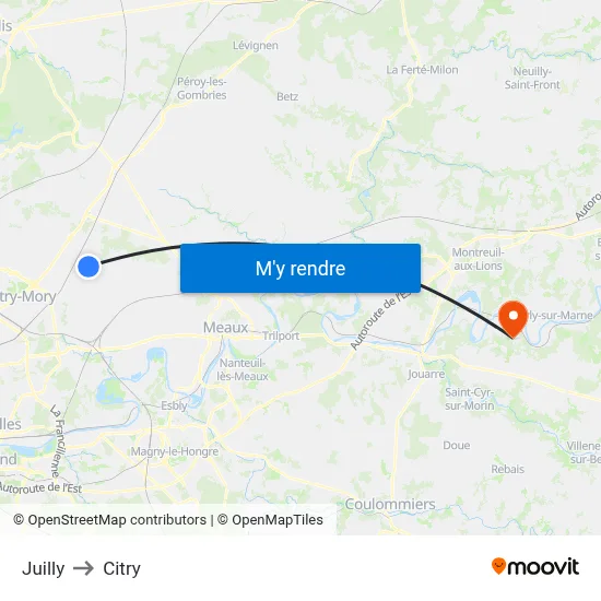 Juilly to Citry map