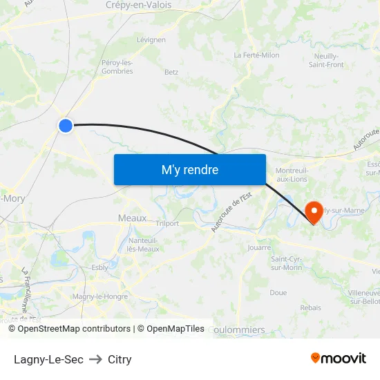 Lagny-Le-Sec to Citry map