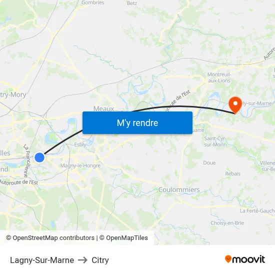 Lagny-Sur-Marne to Citry map