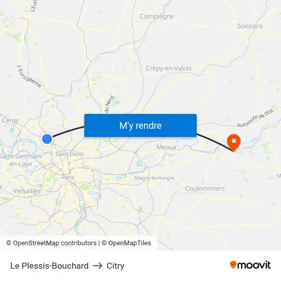 Le Plessis-Bouchard to Citry map