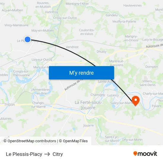 Le Plessis-Placy to Citry map