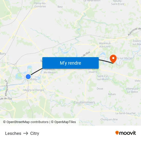 Lesches to Citry map
