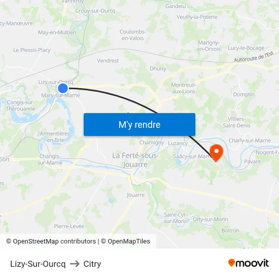 Lizy-Sur-Ourcq to Citry map