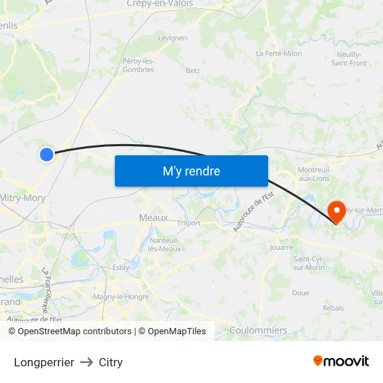 Longperrier to Citry map