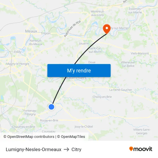 Lumigny-Nesles-Ormeaux to Citry map