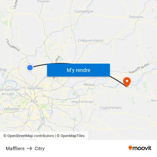 Maffliers to Citry map