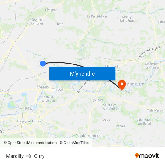 Marcilly to Citry map