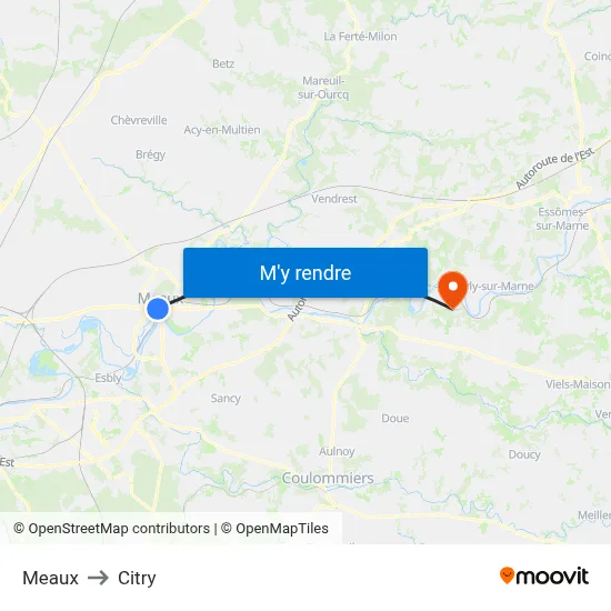 Meaux to Citry map