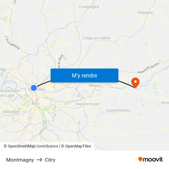 Montmagny to Citry map