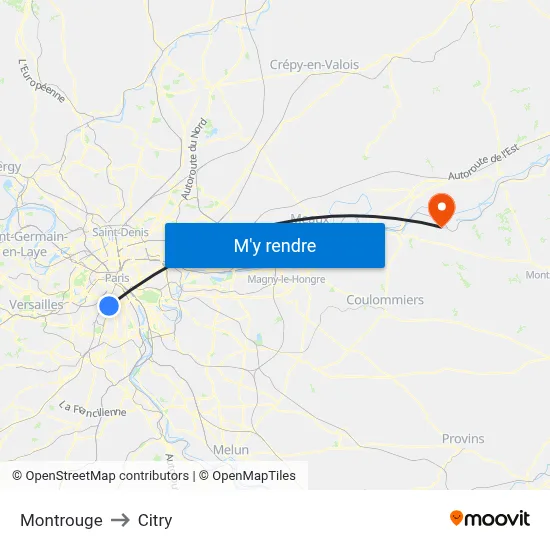 Montrouge to Citry map