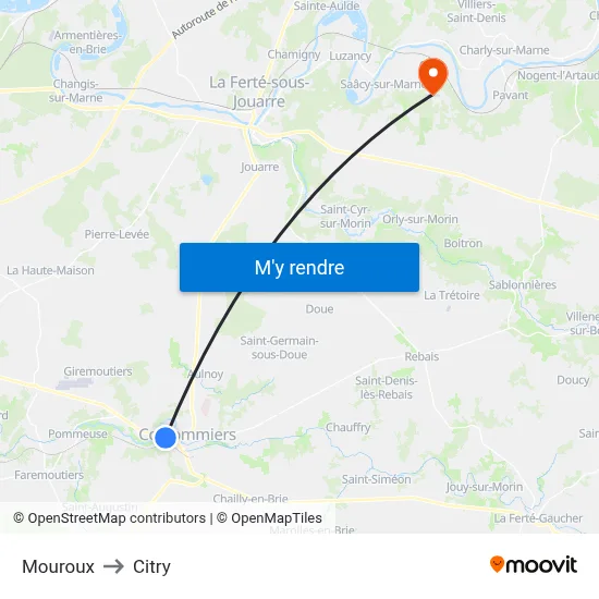 Mouroux to Citry map