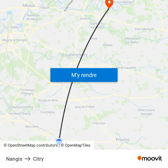 Nangis to Citry map