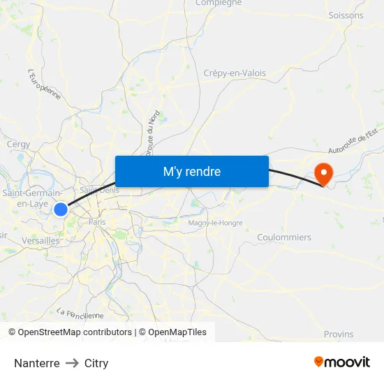 Nanterre to Citry map