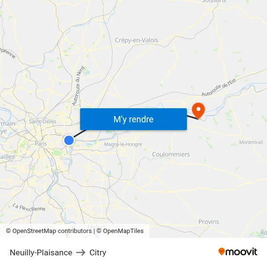 Neuilly-Plaisance to Citry map