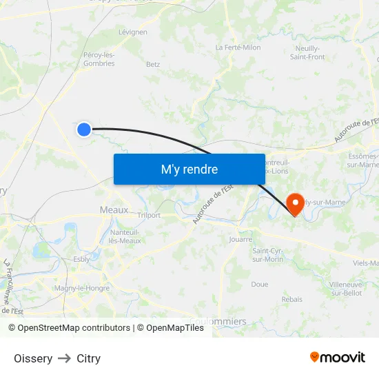Oissery to Citry map