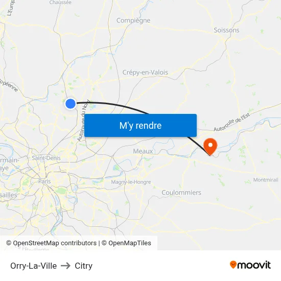 Orry-La-Ville to Citry map