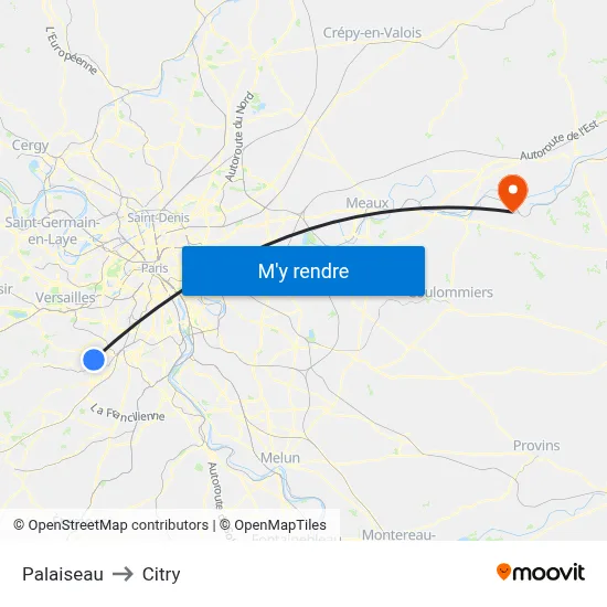 Palaiseau to Citry map