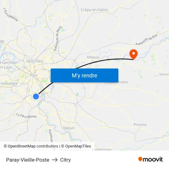 Paray-Vieille-Poste to Citry map