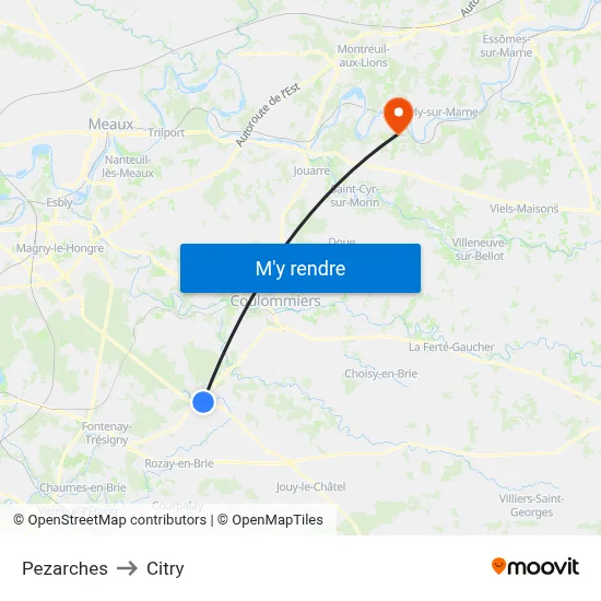 Pezarches to Citry map