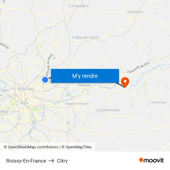 Roissy-En-France to Citry map