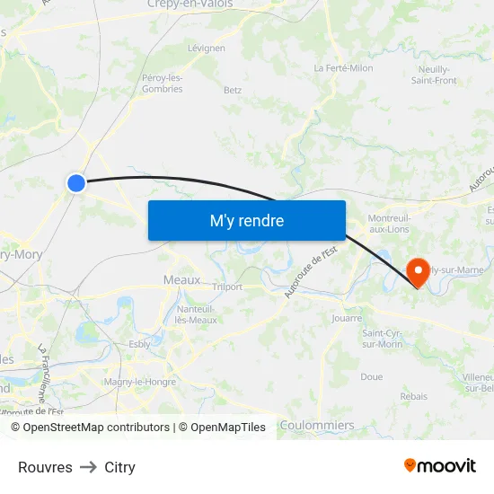 Rouvres to Citry map