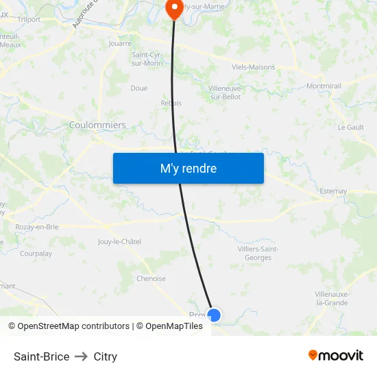 Saint-Brice to Citry map