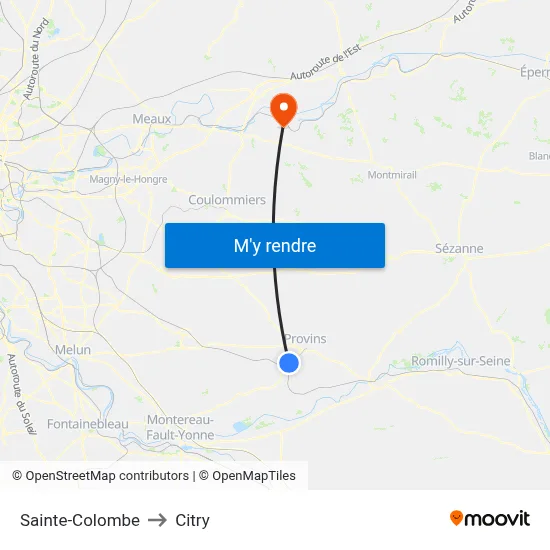 Sainte-Colombe to Citry map