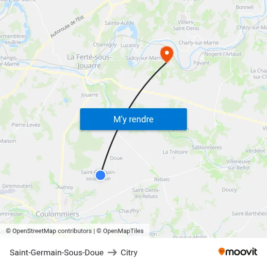 Saint-Germain-Sous-Doue to Citry map
