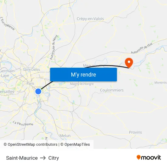 Saint-Maurice to Citry map